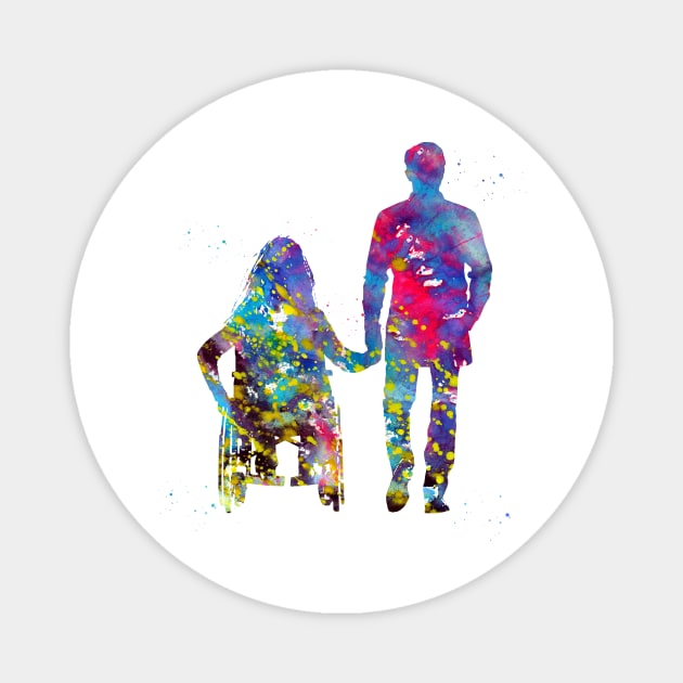 Handicapped woman and man Magnet by erzebeth